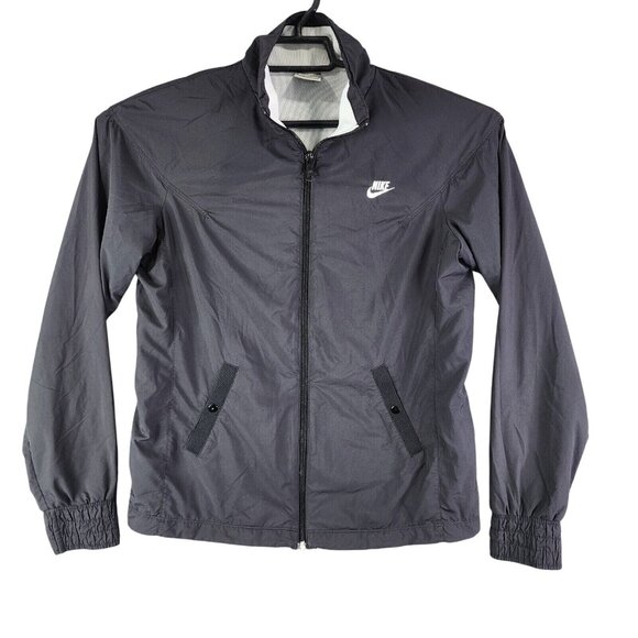 Womens Black Nike Sportswear Mesh Lined Windbreaker Jacket Full Zip Polyester M - Picture 1 of 7